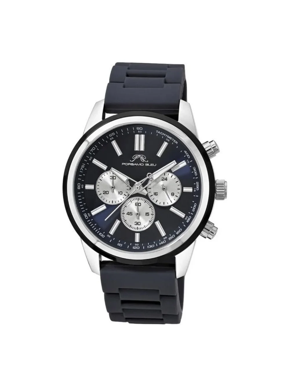 NWT Porsamo Bleu Logan Chronograph Quartz Black Dial Men's Watch